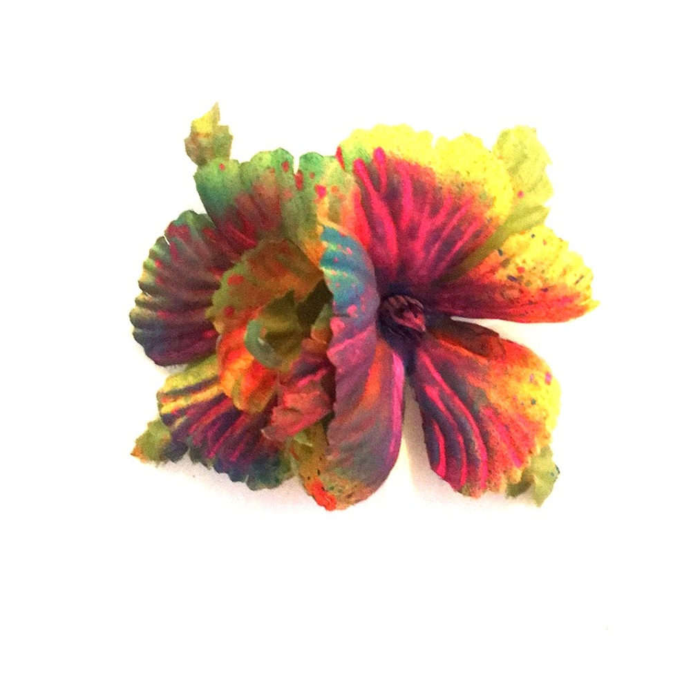Lexa Vonn Rainbow  Tie-dye silk hair flower clip